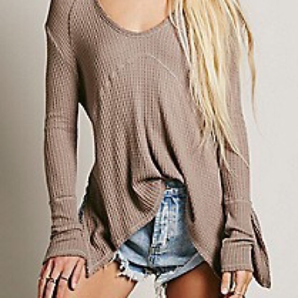 Free People Tops - Free People Sunset Park Thermal in Taupe